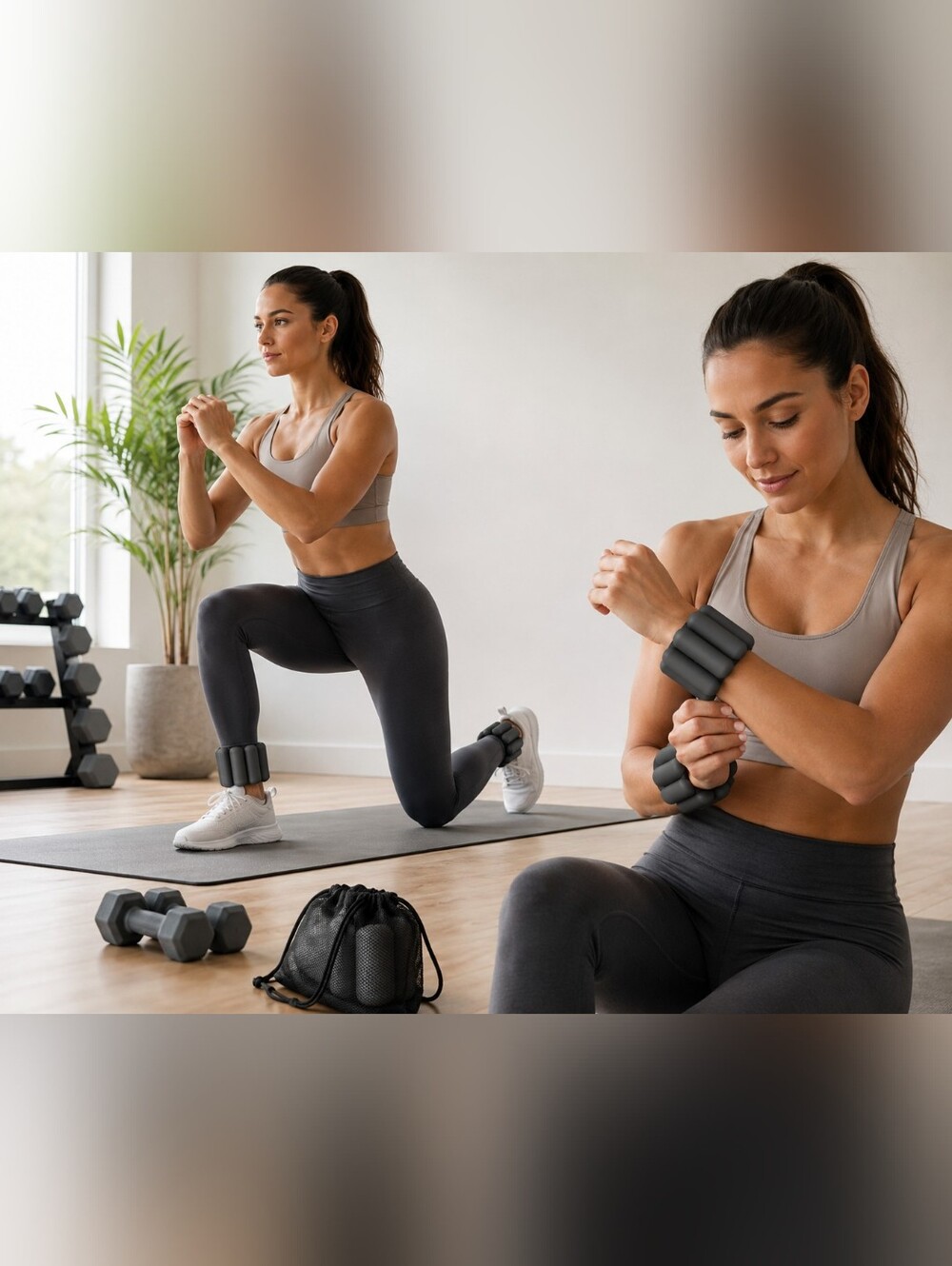 Bala Bangles 3 lb Wearable Wrist & Ankle Weights Pair Charcoal w/ Carry Case New